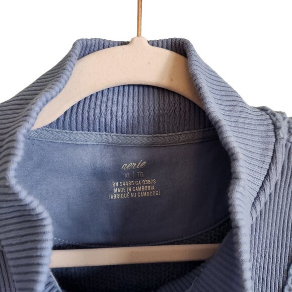 Aerie Blue Sherpa Quarter-Zip Sweatshirt - Picture 5 of 10